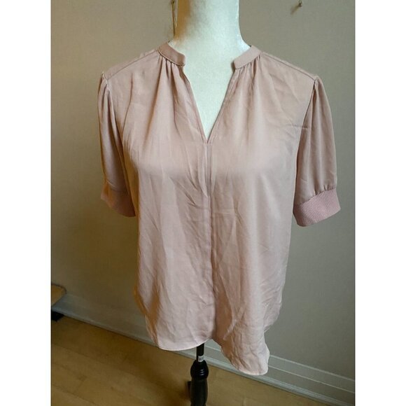 Catherine Malandrino BNWOT blush split neck sz small women short sleeve rib trim - Picture 2 of 5